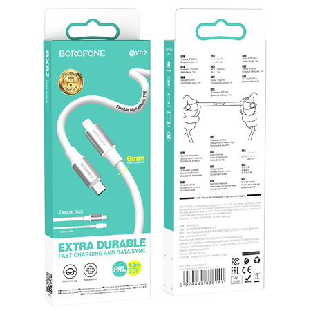 Borofone Kabel BX82 Bountiful - Typ C na Lightning - PD 20W 1 metr biały