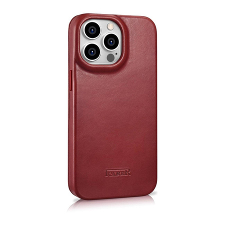 iCarer CE Oil Wax Premium Leather Folio Case Leather Case for iPhone 14 Pro Flip Magnetic MagSafe Red (AKI14220706-RD)