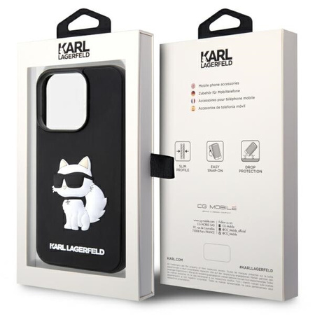 Karl Lagerfeld KLHCP14L3DRKHNK iPhone 14 Pro 6.1" schwarz/schwarz Hardcase Rubber Choupette 3D