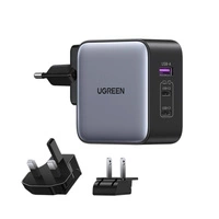 Ugreen szybka ładowarka sieciowa GaN USB / 2xUSB C 65W adapter wtyczka EU / UK / US czarna (CD296)