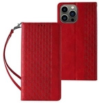 Magnet Strap Case für iPhone 14 Flip Wallet Mini Lanyard Stand rot