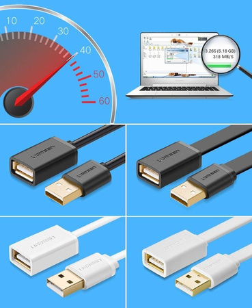 Ugreen kabel przewód przejściówka USB (żeński) - USB (męski) 1m czarny (10314)