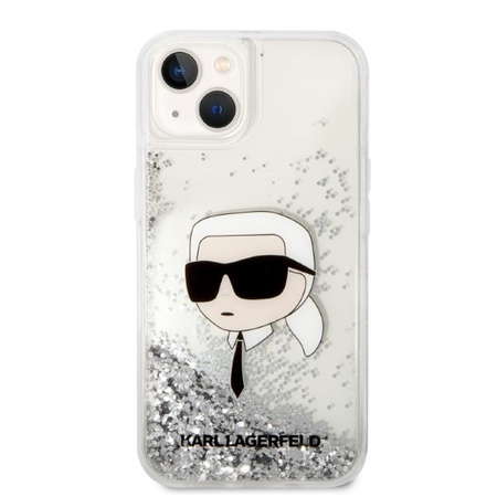 Karl Lagerfeld Liquid Glitter NFT Karl's Head - Etui iPhone 14 Plus (srebrny)