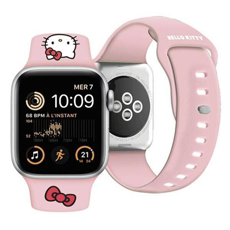 Universal Strap APPLE WATCH 1 / 2 / 3 / 4 / 5 / 6 / 7 / 8 / SE / ULTRA (42 / 44 / 45 / 49 MM) Hello Kitty Strap Silicone Kitty Head (HKAWLSCHBLP) pink