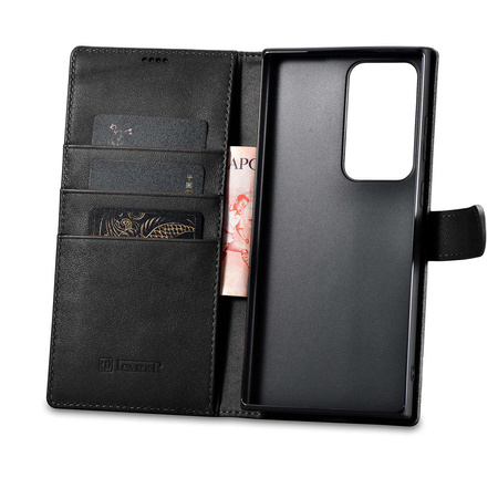 iCarer Wallet Case for Samsung Galaxy S23 Ultra leather case wallet black