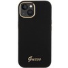 Guess Silicone Script Metal Logo &amp; Frame case for iPhone 15 - black