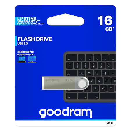 Pendrive GOODRAM  UUN2 -  16GB USB 2.0 Srebrny