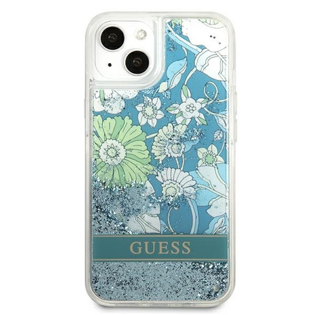 Guess GUHCP13SLFLSN iPhone 13 mini 5,4 &quot;grün / grünes Hardcase Flower Liquid Glitter