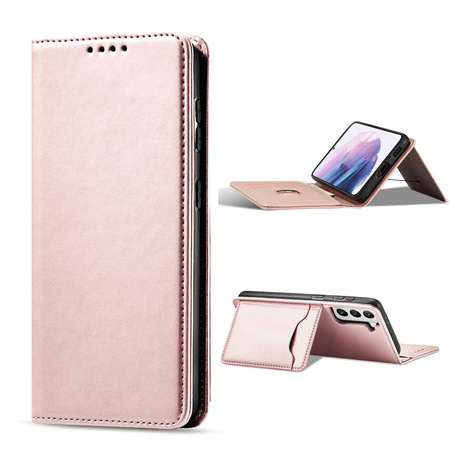 Magnet Card Case for Samsung Galaxy S22 + (S22 Plus) Pouch Wallet Card Holder Pink