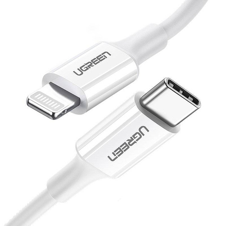 Ugreen kabel przewód USB Typ C - Lightning MFI 1m 3A 18W biały (10493)