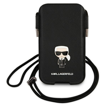 Karl Lagerfeld Torebka KLHCP12LOPHKMK 6,7" czarny/black hardcase Saffiano Ikonik Kar`s