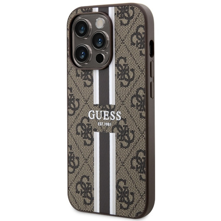 Guess GUHMP14XP4RPSW iPhone 14 Pro Max 6.7" brązowy/brown hardcase 4G Printed Stripes MagSafe