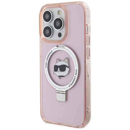 Karl Lagerfeld KLHMP15LHMRSCHP iPhone 15 Pro 6.1&quot; pink/pink hardcase Ring Stand Choupette Head MagSafe