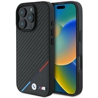 BMW M Carbon Tricolor Line MagSafe Hülle für iPhone 16 Pro – schwarz