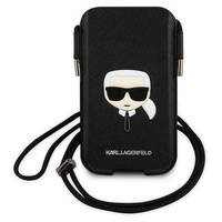 Karl Lagerfeld Torebka KLHCP12MOPHKHK 6,1" czarny/black hardcase Saffiano Ikonik Karl`s Head