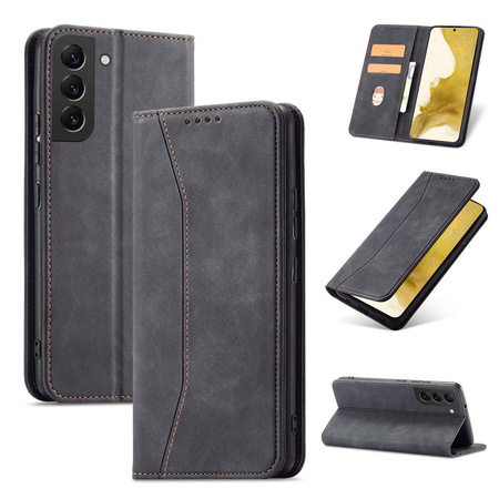 Magnet Fancy Case Cover für Samsung Galaxy S22 + (S22 Plus) Tasche Brieftasche Kartenhalter Schwarz