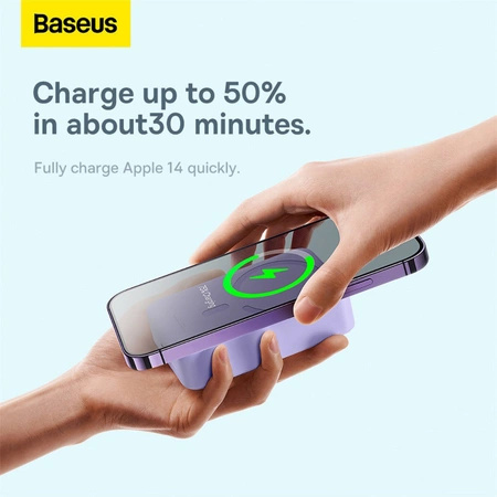 Powerbank Baseus Magnetic Mini 20000 mAh 20W - fioletowy + kabel USB-C / USB-C