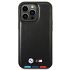 Original Case IPHONE 14 PRO BMW Leather Stamp Tricolor MagSafe (BMHMP14L22PTDK) black