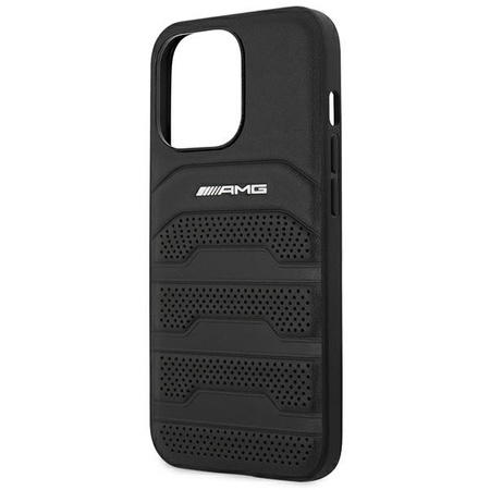 AMG AMHCP14LGSEBK iPhone 14 Pro 6,1" czarny/black hardcase Leather Debossed Lines