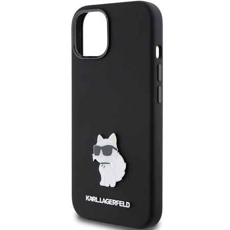 Karl Lagerfeld Silicone Choupette Metal Pin case for iPhone 15 Plus / 14 Plus - black