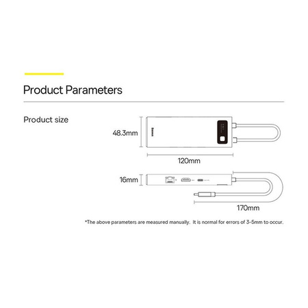 Baseus Metal Gleam Series stacja dokująca HUB 7 w 1 USB Typ C - 1 x HDMI / 1 x VGA / 3 x USB 3.2 Gen. 1 / 1 x Power Delivery / 1 x RJ-45 Ethernet szary (WKWG040013)