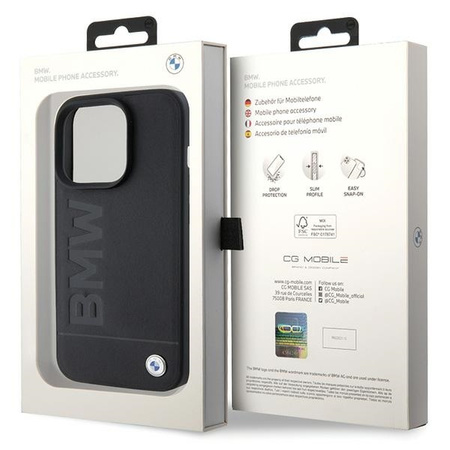 Etui BMW MagSafe Leather Hot Stamp na iPhone 15 Pro - czarne