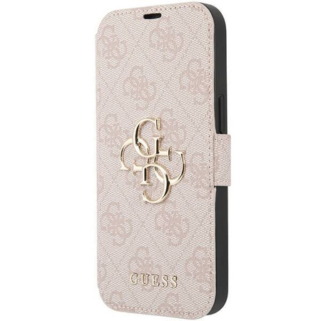 Original Case IPHONE 13 / 14 / 15 Guess Book 4G Metal Gold Logo (GUBKP15S4GMGPI) pink