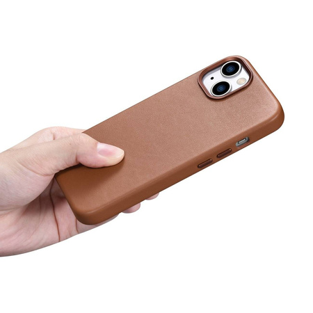 iCarer Case Leather genuine leather case cover for iPhone 14 Plus brown (MagSafe compatible)