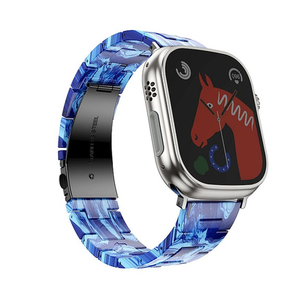 FORCELL F-DESIGN FA04 pasek żywiczny marmurkowy do APPLE Watch 42 / 44 / 45 / 49 mm niebieski