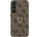 Etui Guess Grip Stand 4G Triangle Strass na Samsung Galaxy S24 Ultra - brązowe