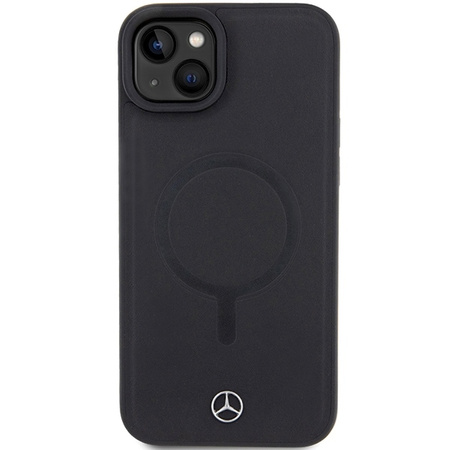 Mercedes Smooth Leather MagSafe case for iPhone 15 Plus - black