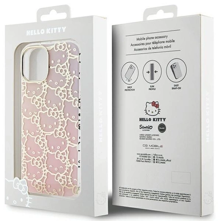 Hello Kitty IML Gradient Electrop Crowded Kitty Head case for iPhone 15 - pink