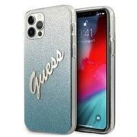 Guess Glitter Gradient Script - Etui iPhone 12 Pro Max (niebieski)