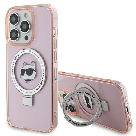 Karl Lagerfeld KLHMP15LHMRSCHP iPhone 15 Pro 6.1&quot; pink/pink hardcase Ring Stand Choupette Head MagSafe