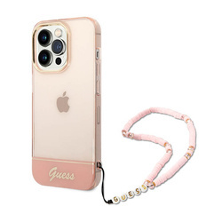 Guess Translucent Pearl Strap - Etui iPhone 14 Pro (różowy)