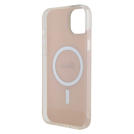 Original Handyhülle APPLE IPHONE 15 PLUS Guess Hardcase IML Iridescent MagSafe (GUHMP15MHITSP) rosa