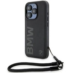 Etui BMW Signature Leather Wordmark Cord na iPhone 15 Pro - czarne