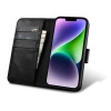 iCarer Oil Wax Wallet Case 2in1 Case iPhone 14 Leder Flip Cover Anti-RFID schwarz (WMI14220721-BK)