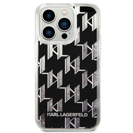 Original Case IPHONE 14 PRO MAX Karl Lagerfeld Hardcase Liquid Glitter Monogram (KLHCP14XLMNMK) black