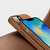 Dux Ducis Grit Leather Case for iPhone 14 Elegant Faux Leather Cover (MagSafe Compatible) Brown