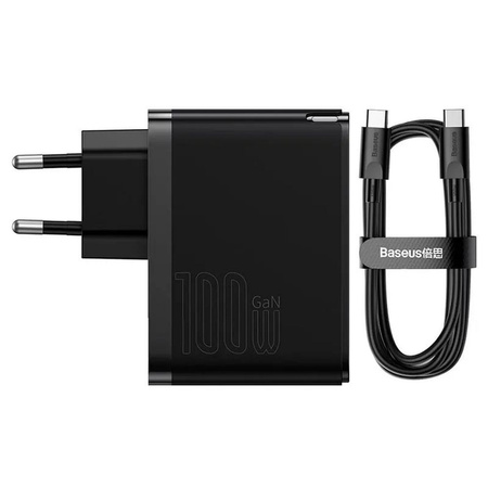 Baseus GaN5 Pro Fast Universal GaN USB Ladegerät Typ C / USB 100W PD3.0, QC4.0+, AFC weiß (CCGP090201)