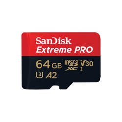 SanDisk Extreme Pro microSDXC - Karta pamięci 64 GB A2 V30 UHS-I U3 200/90 MB/s z adapterem