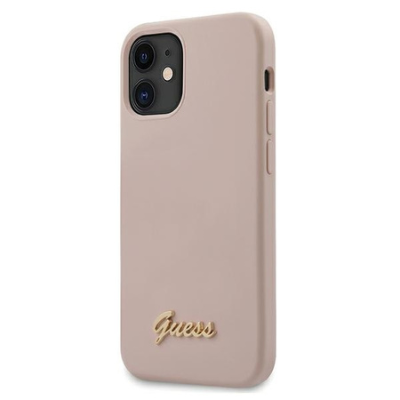 Guess Silicone Script - Etui iPhone 12 mini (różowy)