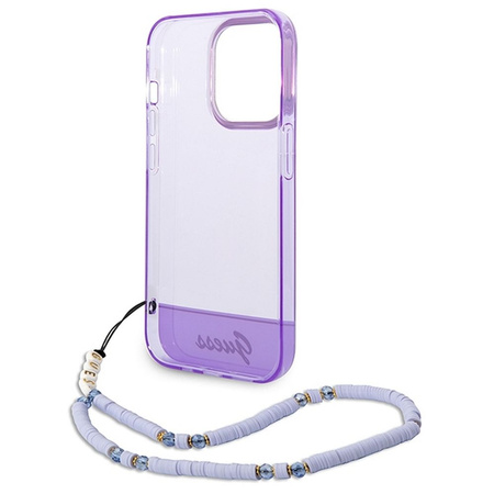 Guess Translucent Pearl Strap - Etui iPhone 14 Pro (fioletowy)