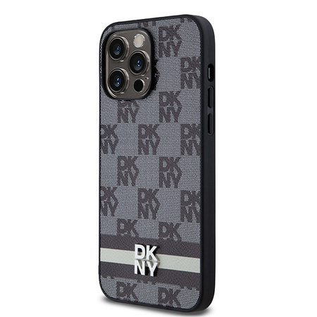 DKNY DKHCP14XPCPTSSK iPhone 14 Pro Max 6.7" czarny/black hardcase Leather Checkered Mono Pattern & Printed Stripes