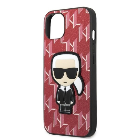 Original Handyhülle IPHONE 13 MINI Karl Lagerfeld Hardcase Monogram Ikonik Patch rot