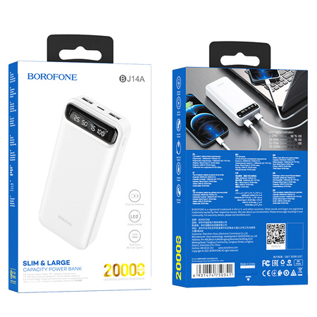 Borofone Power Bank 20000mAh BJ14A Freeway - 2xUSB - biały