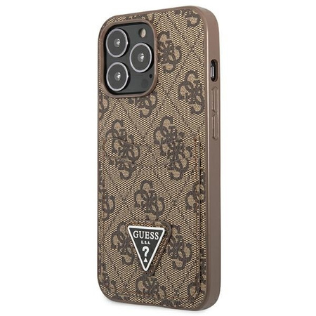 Case IPHONE 13 PRO Guess Hardcase 4G Triangle Logo Cardslot (GUHCP13LP4TPW) brown