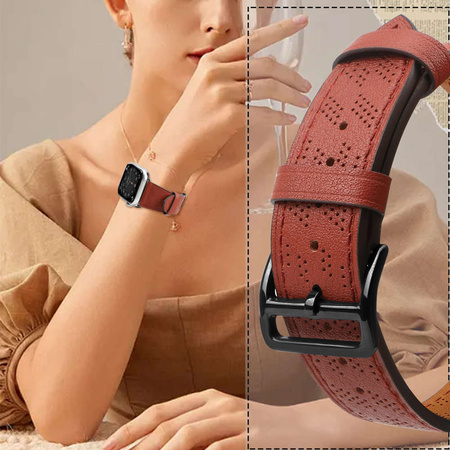 Strap Leather Leather strap for Apple Watch SE, 8, 7, 6, 5, 4, 3, 2, 1 (41, 40, 38 mm) band bracelet red