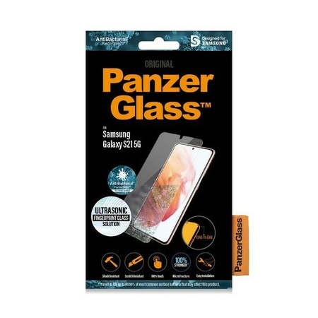 Gehärtetes Glas 5D SAMSUNG GALAXY S21 PanzerGlass E2E Microfracture Case Friendly Finger Print AntiBacterial schwarz